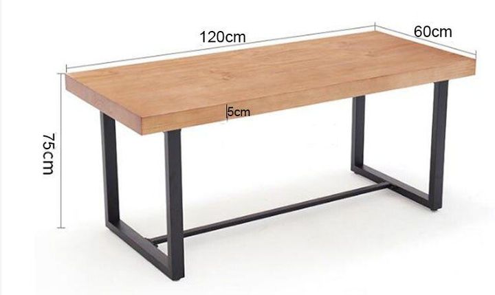 Modern Computer desk office table working table bedroom study table Iron frame solid wood countertop 120X60X75cm