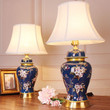 European Style Retro Flower Garden Ceramic blue Desk Lamp Bedroom Bedside Lamp living room study