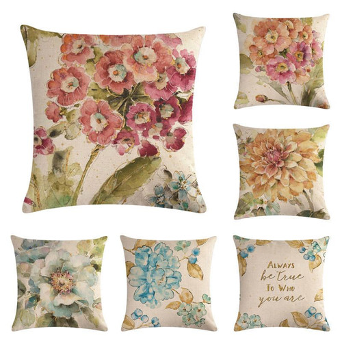 Vintage Style Oil Painting Flowers Cushion Covers European Retro Flowers Art Cushion Cover Linen Pillow Case