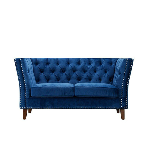 Modern French Simple Dorm Studio Cafe Couch 2 person Sitz Love Seats Nordic Scandi Sofa 2 Seater royal blue