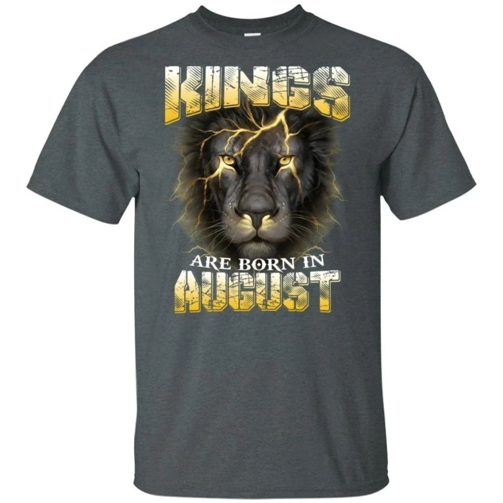 Kings Are Born In August Birthday T-Shirt Amazing Lion Face-Bounce Tee