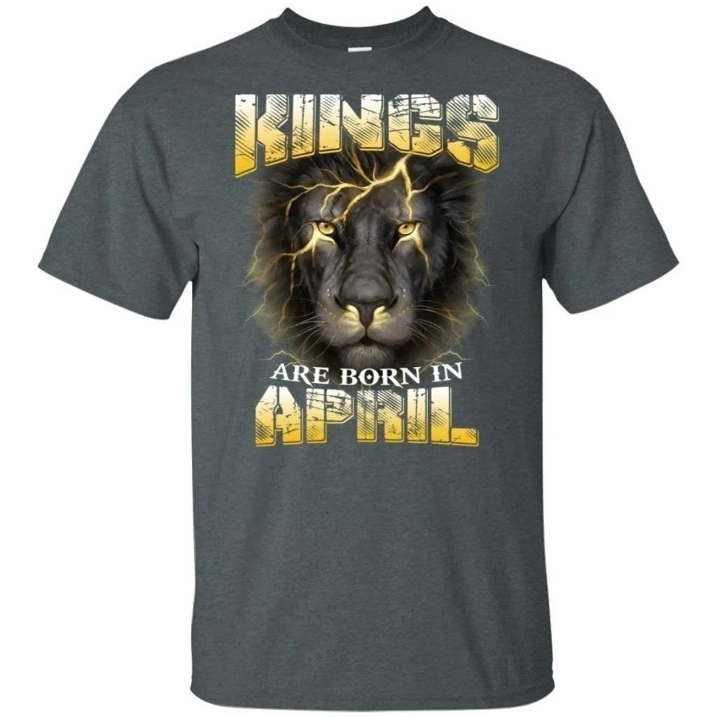 Kings Are Born In April Birthday T-Shirt Amazing Lion Face-Bounce Tee