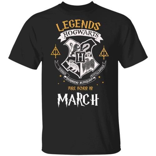 Legends Are Born In March Hogwarts T-shirt Harry Potter Birthday Tee