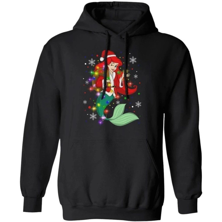 Little Mermaid Ariel Santa In The Christmas Lights Hoodie Lovely Gift MT10-Bounce Tee