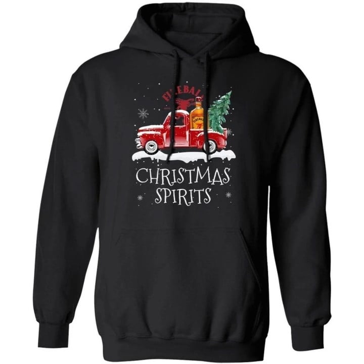 Christmas Spirits Fireball Hoodie Whisky On Red Truck Xmas Gift VA10-Bounce Tee