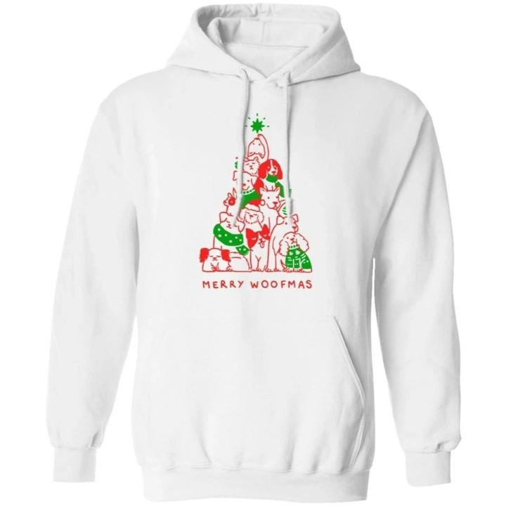 Merry Woofmas Hoodie Dog Christmas Tree Lovely Xmas Gift MT10-Bounce Tee
