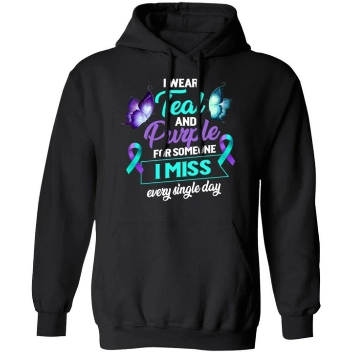 I Wear Teal & Purple For Someone I Miss Suicide Awareness Hoodie TT09-Bounce Tee
