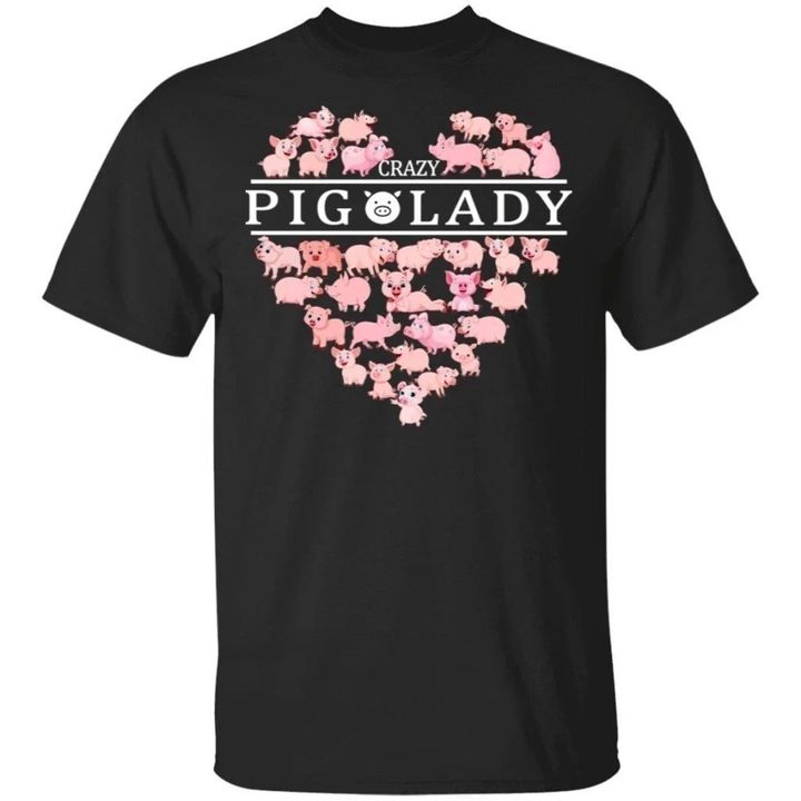 Crazy Pig Lady T-Shirt For Who Love Pig Farmer-Bounce Tee