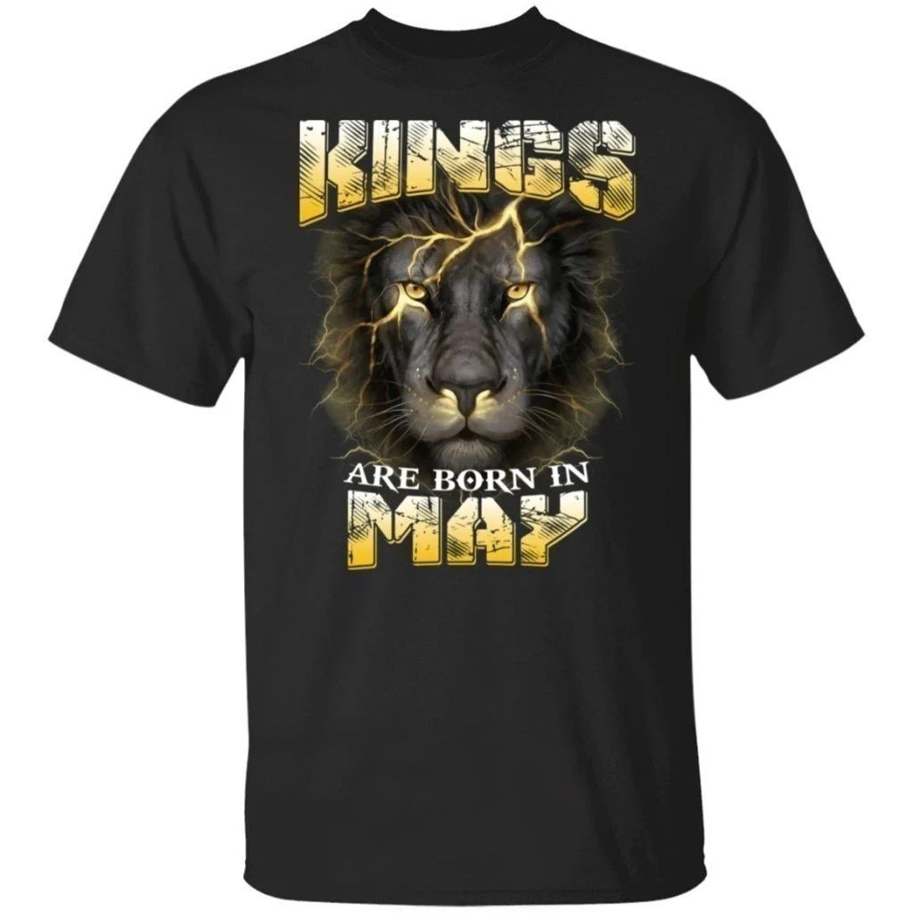 Kings Are Born In May Birthday T-Shirt Amazing Lion Face-Bounce Tee