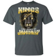 Kings Are Born In January Birthday T-Shirt Amazing Lion Face-Bounce Tee