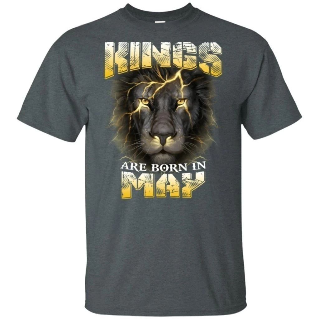 Kings Are Born In May Birthday T-Shirt Amazing Lion Face-Bounce Tee