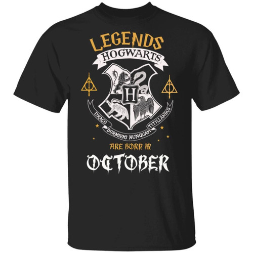 Legends Are Born In October Hogwarts T-shirt Harry Potter Birthday Tee