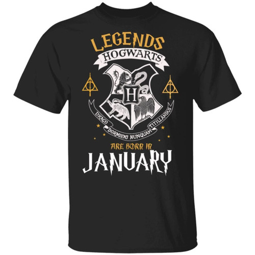 Legends Are Born In January Hogwarts T-shirt Harry Potter Birthday Tee