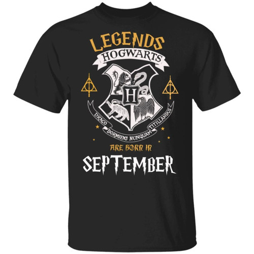 Legends Are Born In September Hogwarts T-shirt Harry Potter Birthday Tee
