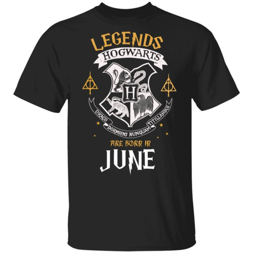 Legends Are Born In June Hogwarts T-shirt Harry Potter Birthday Tee