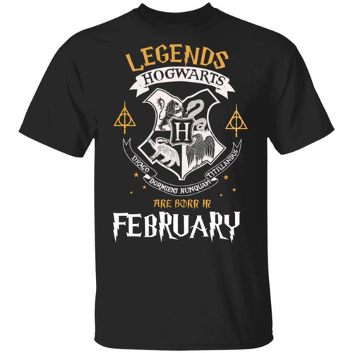 Legends Are Born In February Hogwarts T-shirt Harry Potter Birthday Tee