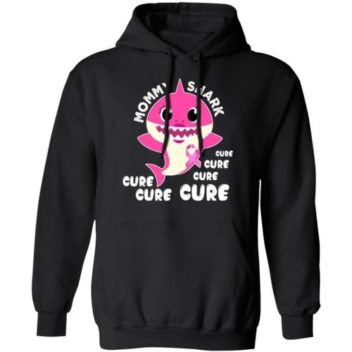 Mommy Shark Cure Cure Cure Breast Cancer Awareness Hoodie Gift For Cancer Warriors