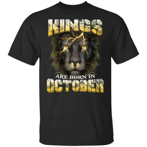 Kings Are Born In October Birthday T-Shirt Amazing Lion Face