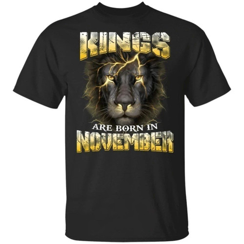 Kings Are Born In November Birthday T-Shirt Amazing Lion Face