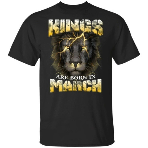 Kings Are Born In March Birthday T-Shirt Amazing Lion Face