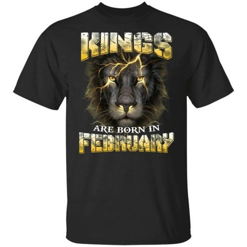 Kings Are Born In February Birthday T-Shirt Amazing Lion Face