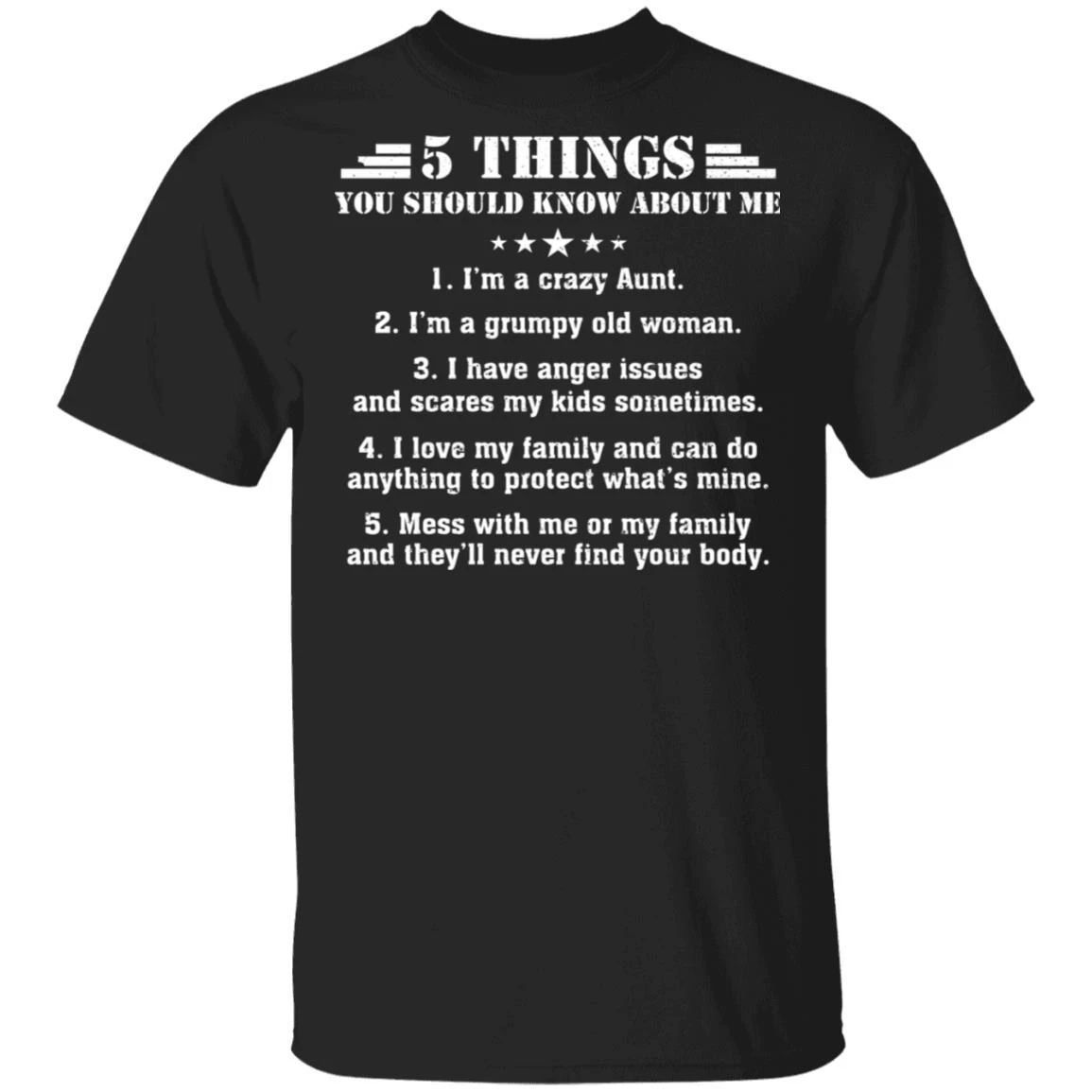 5 Things You Should Know About Me Aunt T-shirt VA05-Bounce Tee