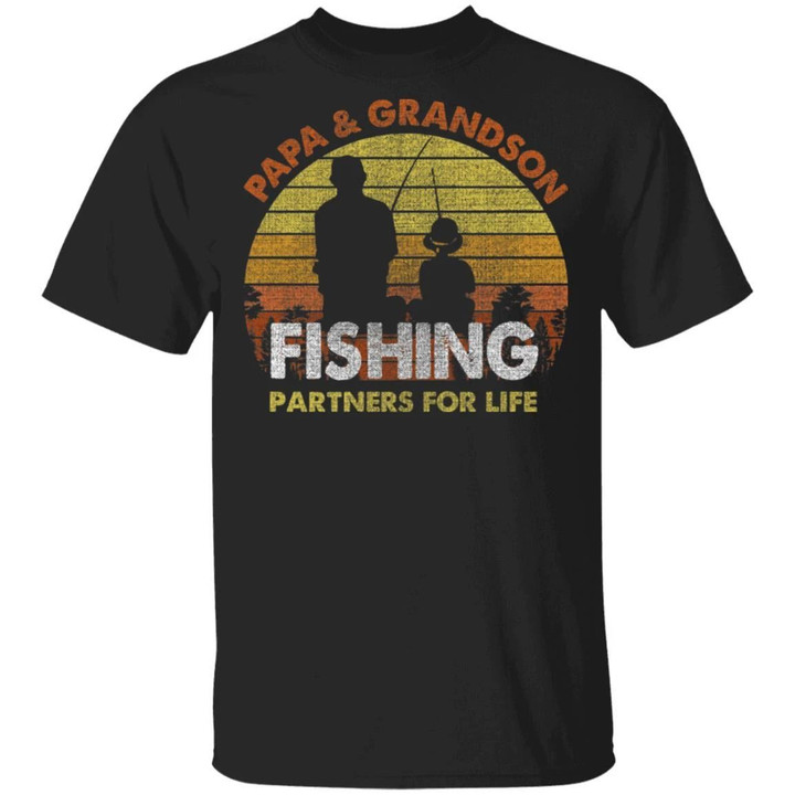 Papa And Grandson Fishing Partners For Life T-Shirt Fishing Lover-Bounce Tee