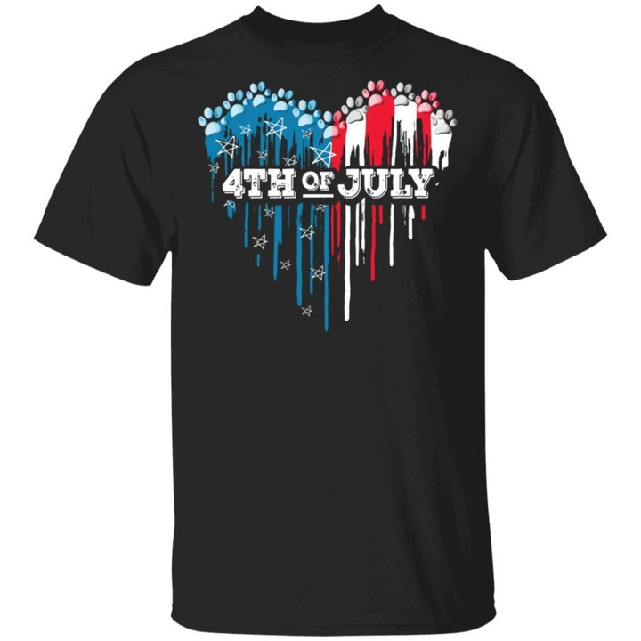 Paws Heart 4th Of July T-shirt Patriot Tee For Dogs And Cats Lovers MT06-Bounce Tee