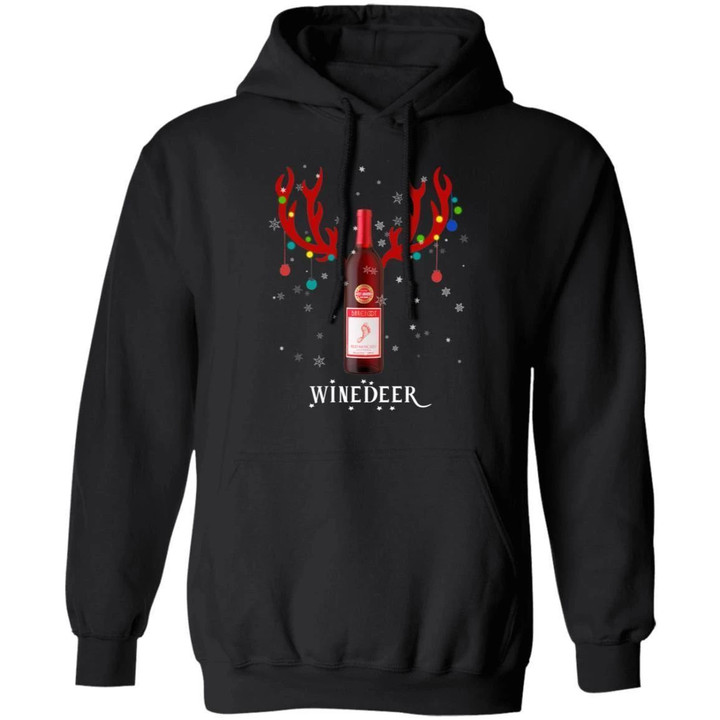 Winedeer Reindeer Barefoot Wine Hoodie Christmas Cool Xmas Gift Ha11 Black / S Sweatshirts