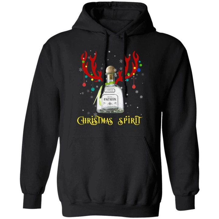 Christmas Spirit Patron Hoodie Tequila Reindeer Xmas Gift Ha11 Black / S Sweatshirts