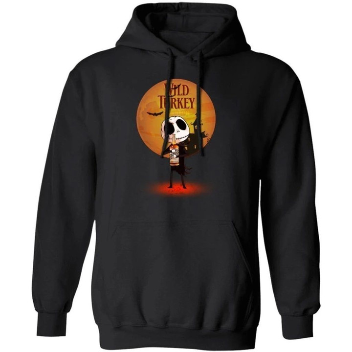 Jack Skellington Hug Wild Turkey Whisky Hoodie Funny Halloween Gift HA09-Bounce Tee