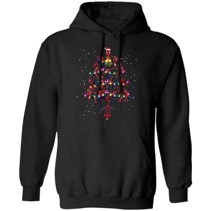 Christmas Tree Spider Man Hoodie Funny Xmas Gift Idea Ha11 Black / S Sweatshirts