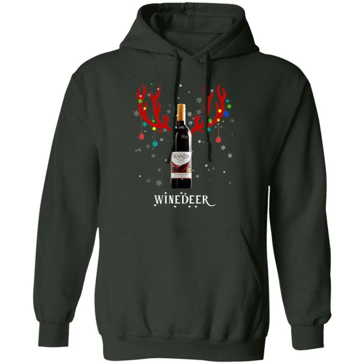 Winedeer Reindeer Franzia Wine Hoodie Christmas Cool Xmas Gift Ha11 Forest Green / S Sweatshirts