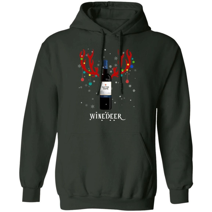 Winedeer Reindeer Sutter Home Wine Hoodie Christmas Cool Xmas Gift Ha11 Forest Green / S Sweatshirts