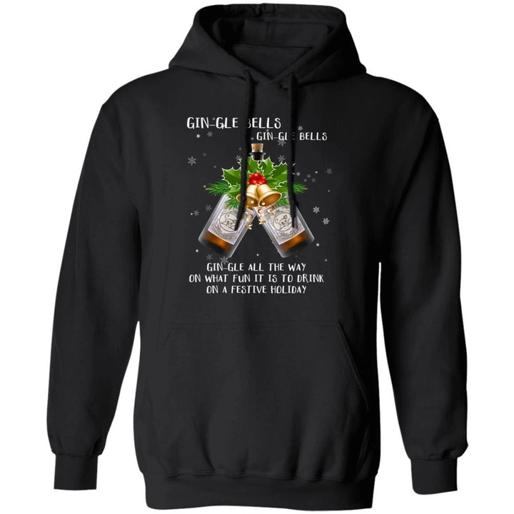 Gin-Gle Bells Jingle Monkey 47 Gin Hoodie Funny Xmas Gift For Lovers Ha11 Black / S Sweatshirts