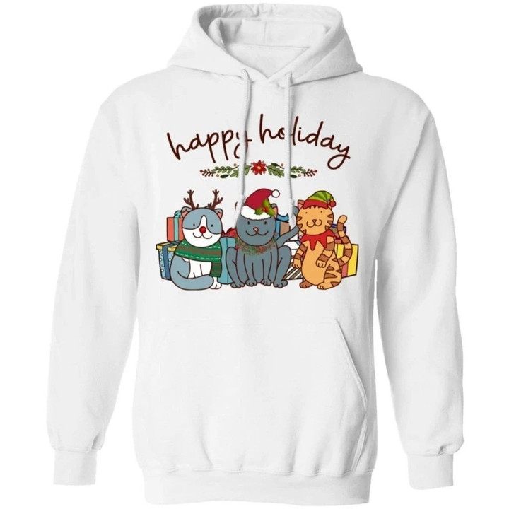 Happy Holiday Cats Christmas Hoodie Gift For Cats Lovers VA11-Bounce Tee