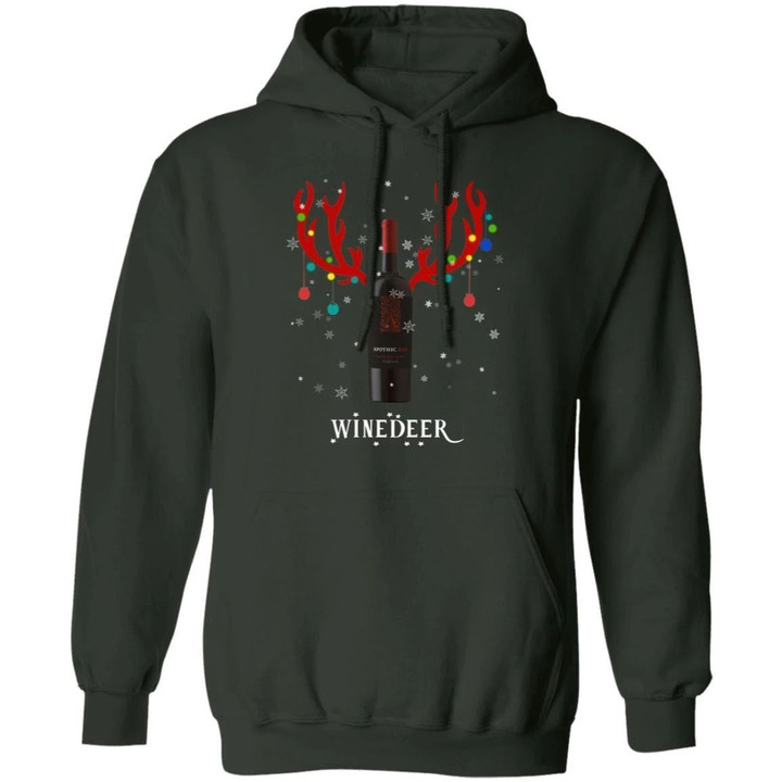 Winedeer Reindeer Apothic Wine Hoodie Christmas Cool Xmas Gift Ha11 Forest Green / S Sweatshirts