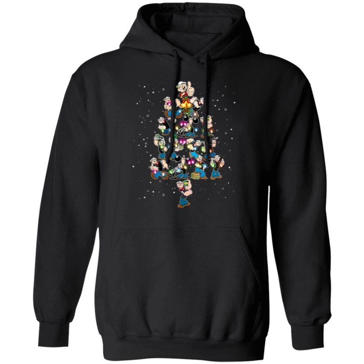 Christmas Tree Popeye Hoodie Funny Xmas Gift Idea Ha11 Black / S Sweatshirts