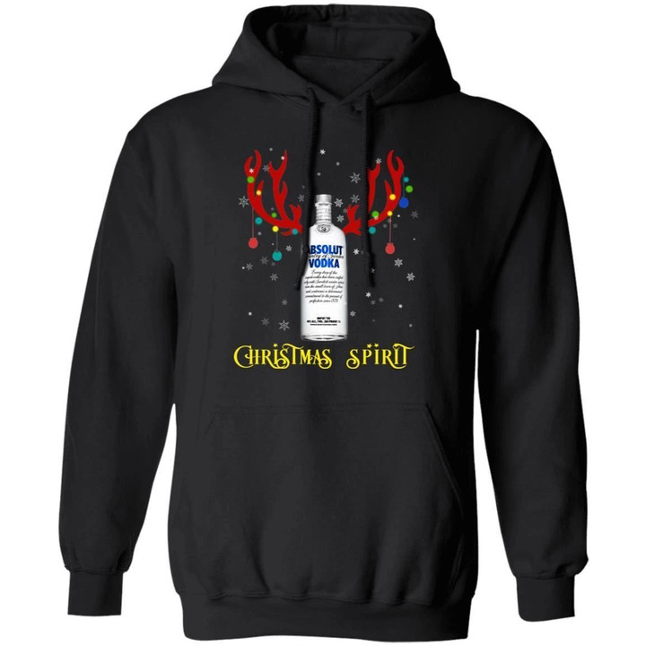 Reindeer Absolut Vodka Christmas Spirit Hoodie Funny Gift Ha11 Black / S Sweatshirts