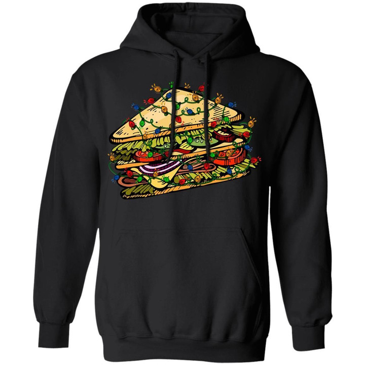 Sandwiches Decorated In Christmas Lights Hoodie Funny Xmas Food Pt11 Black / S Sweatshirts