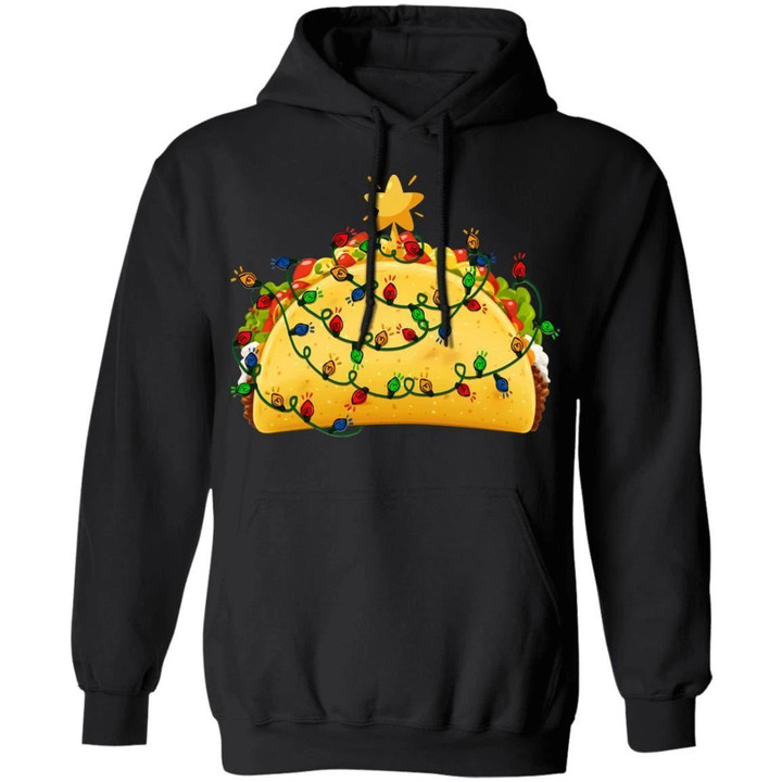 Taco Decorated In Christmas Lights Hoodie Funny Xmas Food Pt11 Black / S Sweatshirts