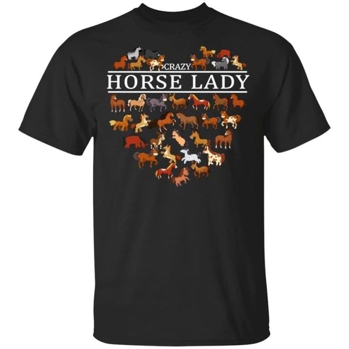 Crazy Horse Lady T-Shirt For Women Who Loves Horses-Bounce Tee