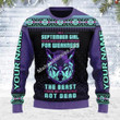 Mahalohomies Personalized Name Ugly Christmas Sweater September Girl Never Mistake My Kindness For Weakness 3D Apparel