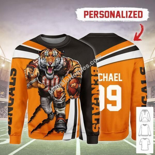 MahaloHomies Personalized Unisex Sweatshirt Cincinnati Bengals Football Team 3D Apparel
