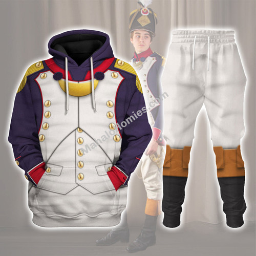 Mahalohomies Napoleonic French Line Infantry Officer-1806-1815 Uniform All Over Print Costumes Hoodie Sweatshirt T-Shirt Hawaiian Sweatpants
