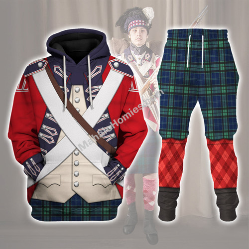 Mahalohomies British 42nd Highland Infantry-1776-1783 Uniform All Over Print Costumes Hoodie Sweatshirt T-Shirt Hawaiian Sweatpants