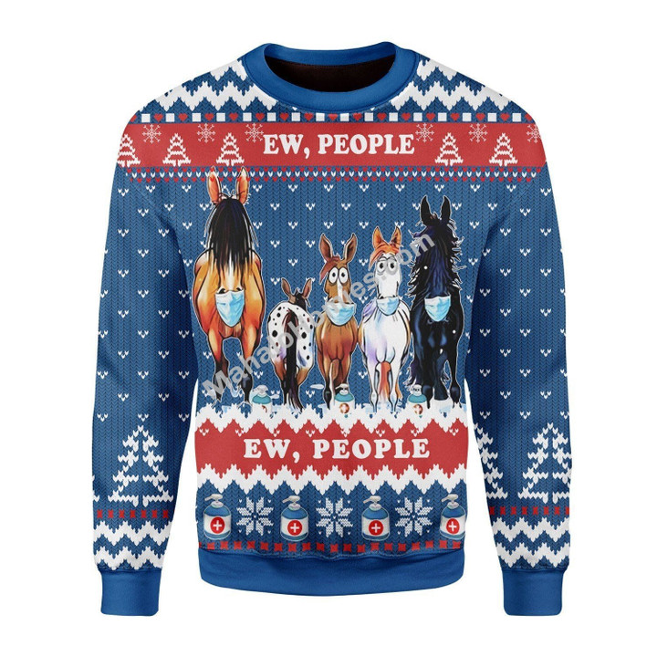 Merry Christmas Mahalohomies Unisex Christmas Sweater Ew People Ugly Christmas