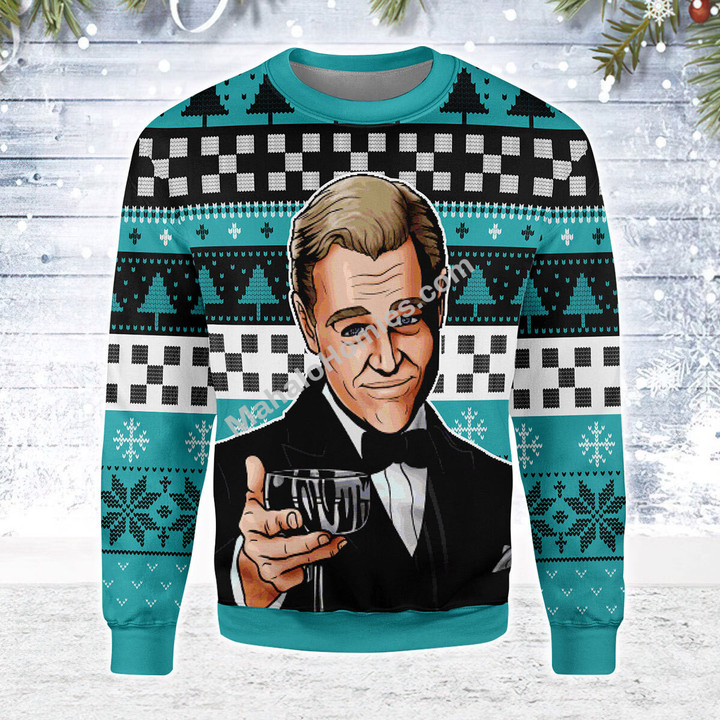 Merry Christmas Mahalohomies Unisex Christmas Sweater Leo Wine Glass Meme Laughing 3D Apparel