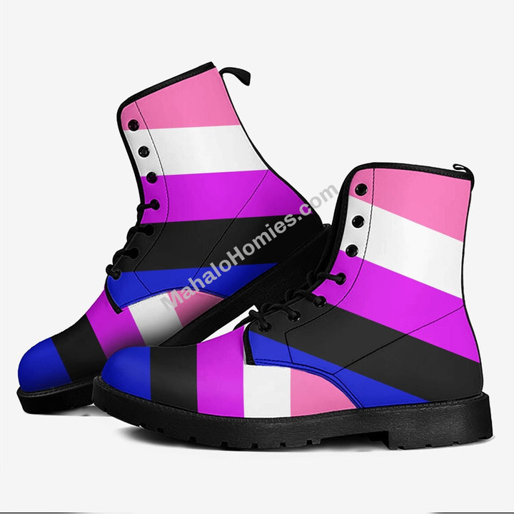 MahaloHomies Genderfluid Pride Flag Leather Boots