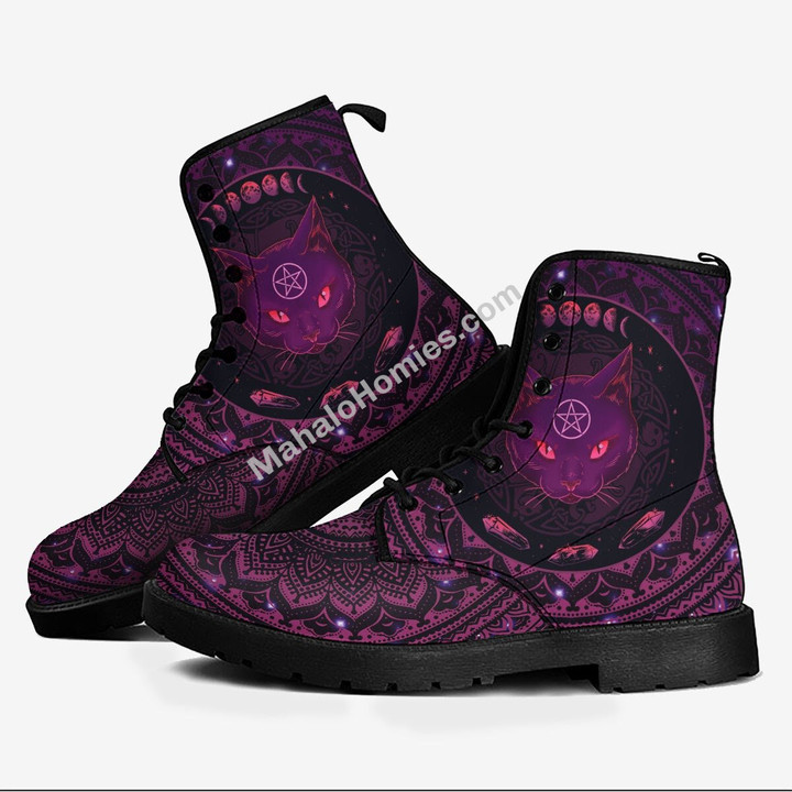 MahaloHomies Witch Cat Leather Boots